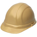 Hard Hat with ratchet adjustment and 6 point nylon suspension in Gold with one color Pad Print.